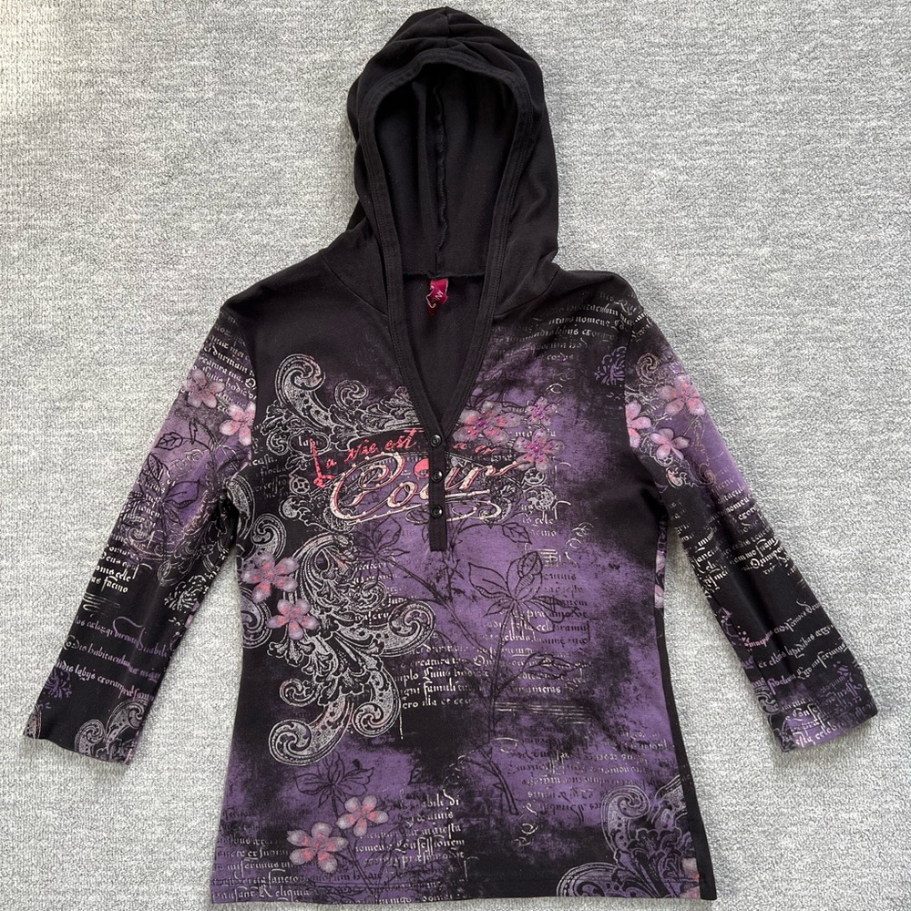 Vintage Gitano Graphic/Floral Hooded Top
